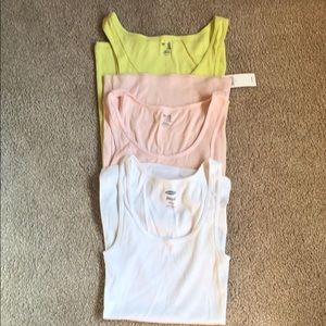 Old navy white and Gap pink and green tank tops